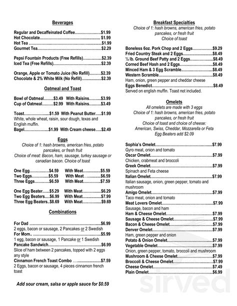 sophia's restaurant roscoe menu  Serving breakfast, lunch, and dinner